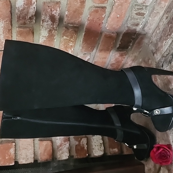 Alexander McQueen VTG Black Knee High Platform Stiletto Boots | Gothcore Baddie - Picture 4 of 16